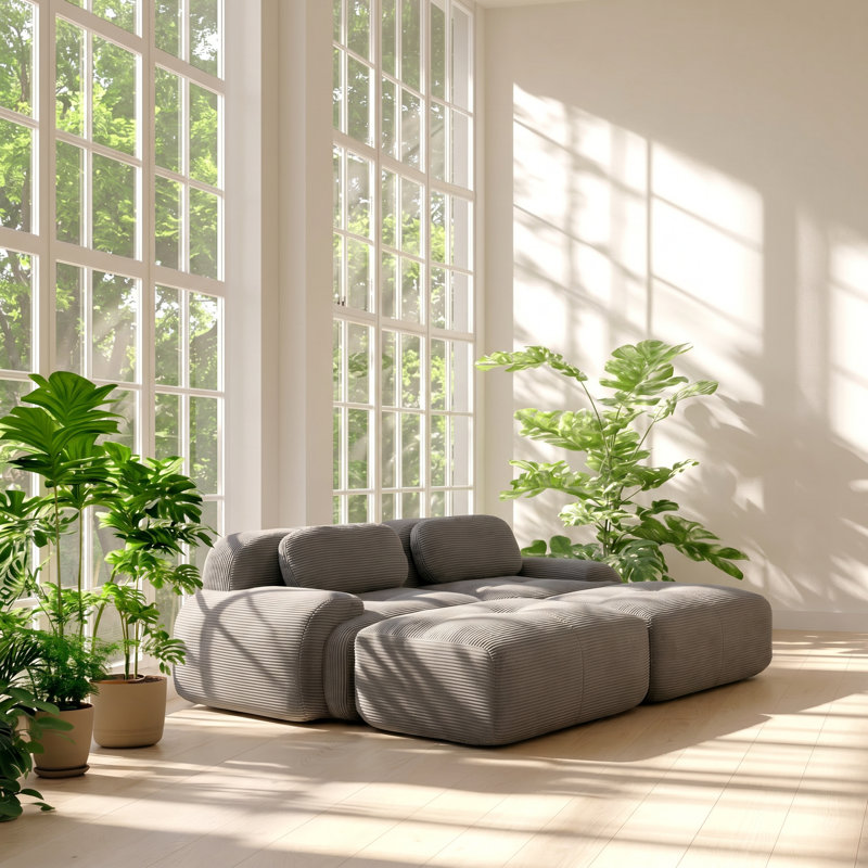 Canapé modulaire 2 places en velours côtelé l 80,3 po x P 69,2 po x H 27,5 po Everette