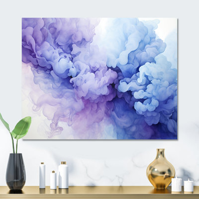Bleu et mauve apaisant fumée sérénité - impression abstraite d'art mural en métal MT137432