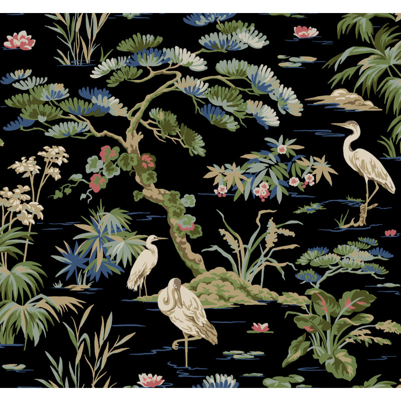 Bridgewater Floral Wallpaper Double Roll by Ronald Redding, Black