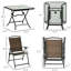 Table de salle à manger et chaises brun foncé, pliable et pliable compatible avec parasol, 5 trous, table en verre trempé
