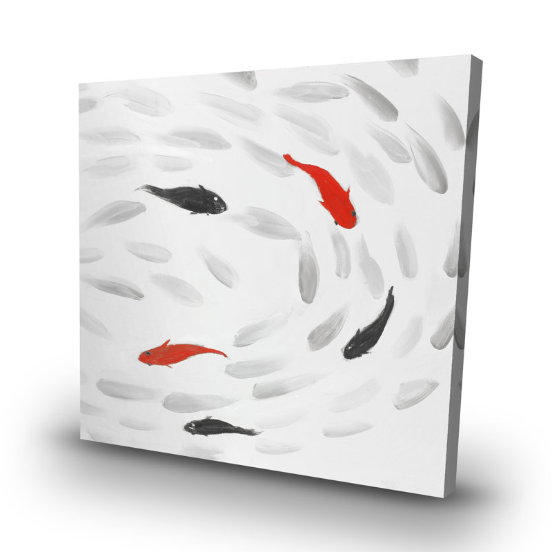 Swimming fish swirl - 32"x32" art on canvas