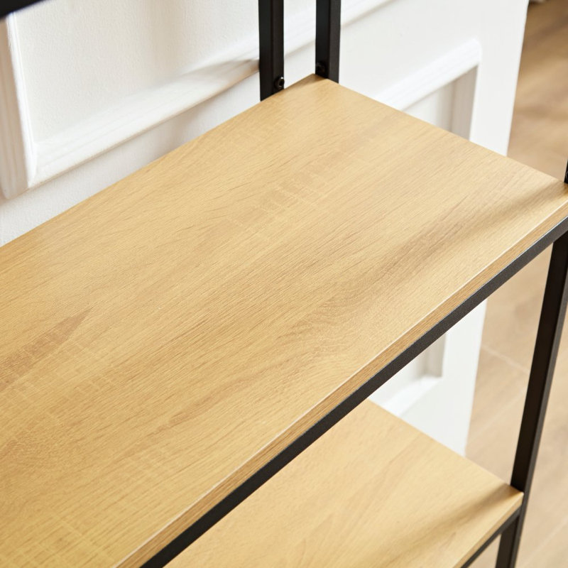 Bibliothèque moderne à 5 niveaux, tablette haute pour livres, trousse de rangement pour garage, CD, DVD, rangement d'angle de style industriel pour chambre, bureau, cuisine, salon, brun rouille