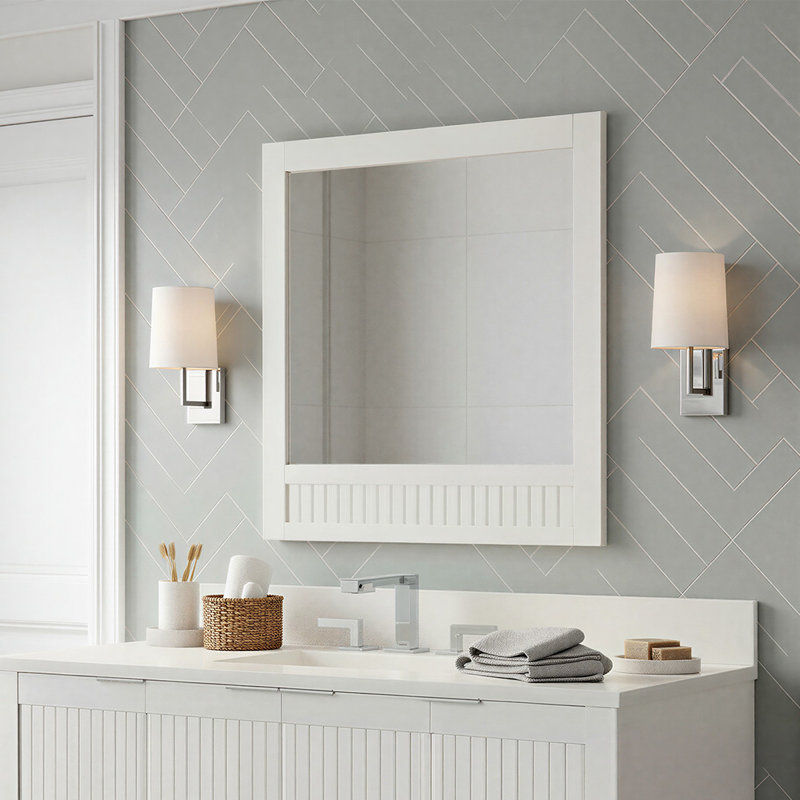 Miroir de salle de bain, 30 po x 28 po, Blanc