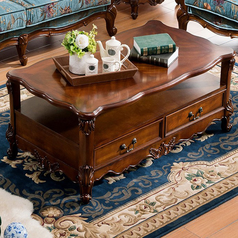 Table basse brune en bois massif brun