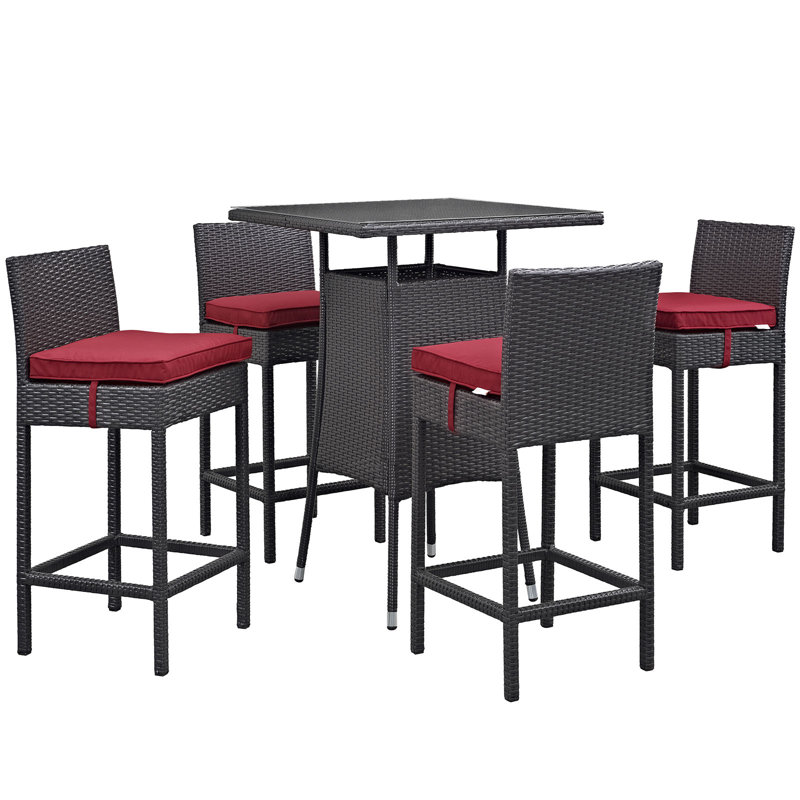 Ensemble bistro 5 pièces Modway Convene, Rouge