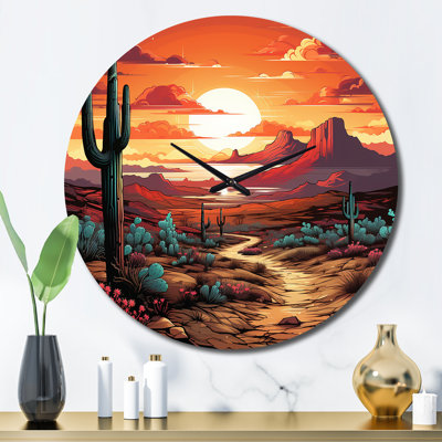 Wilderness Heat - Desert Round Metal Clock