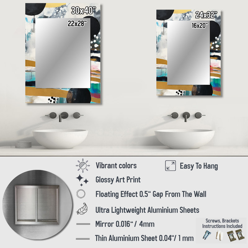 Discovering The Magic Of Boho II - Abstract Large Mirror, Modern Unique Wall Mirror Decor, Printed Metal Art, 40" x 30"