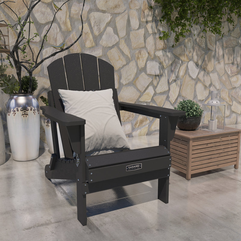 Foldable Outdoor Adirondack Chair, Black