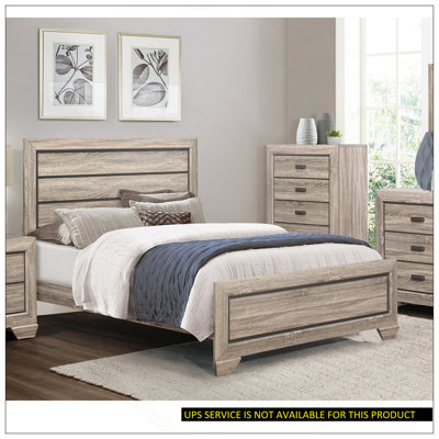 Mobilier de chambre à coucher en bois foncé de style contemporain à finition naturelle avec sous-panneau 1 pièce