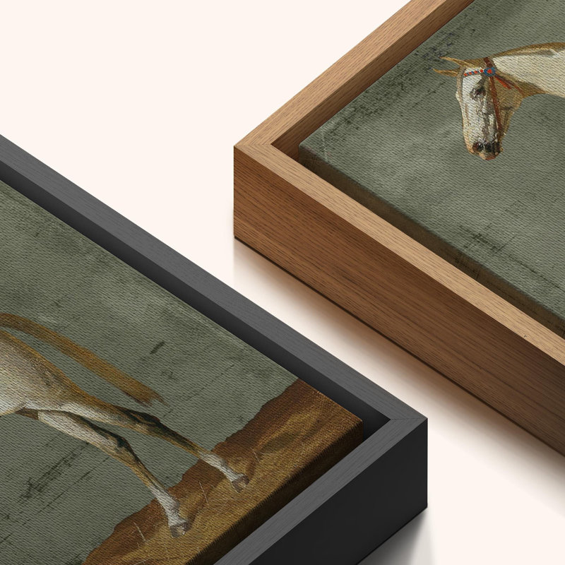 «White Horse Vintage Animal Rustic Artwok Living Room Decor», reproduction d'art sur toile encadrée, Noir, noir, noir, noir