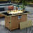 43" Rectangular Fire Pit Table With Glass Wind Guard, 60000 Propane Gas, Open Weave For Outdoor Patio Deck Garden - Orange & Mustard Yellow Table, , Guard Backyard