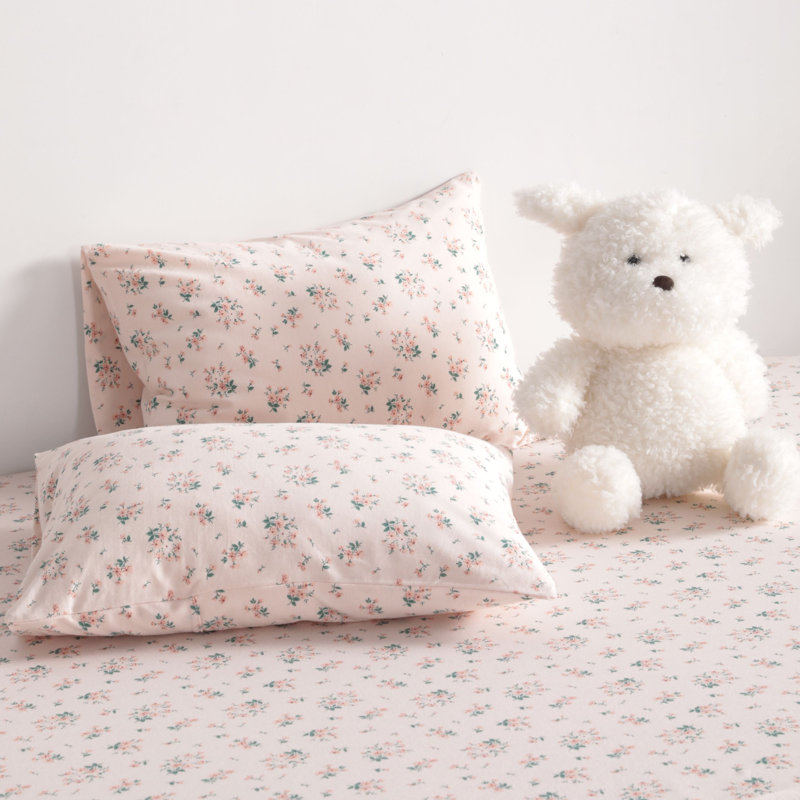 Toddler Pillowcase - Jersey Cotton Crib Size, Pink Floral 1