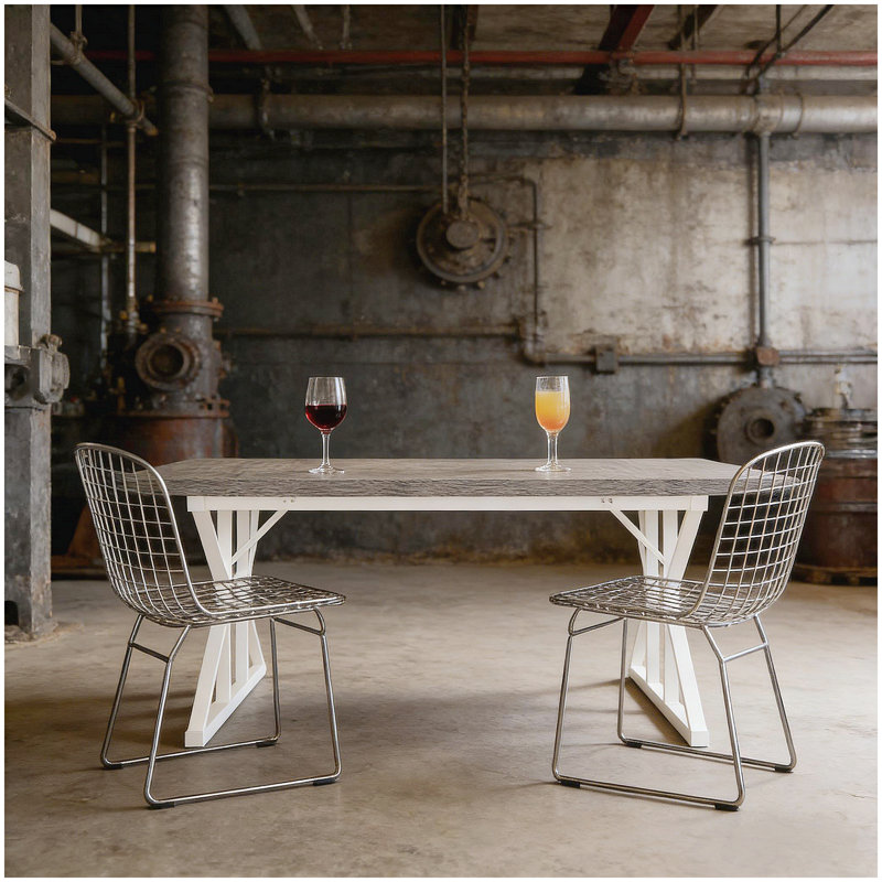 Kitchen Table,Rustic Dining Table,Modern Conference table, Gray, White