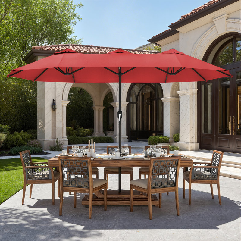 Parasol de marché rectangulaire 12,5 pi x 6,7 pi sans base, Rouge