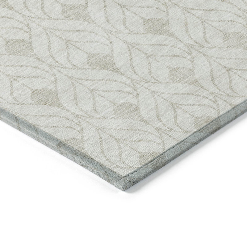 3' X 5' Ivory And Beige Geometric Washable Indoor Outdoor Area Rug