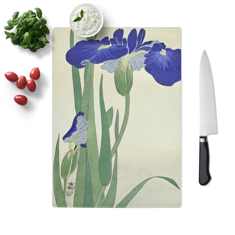 Tempered Glass Irises Chopping Board, 28.5 cm W x 39 cm L