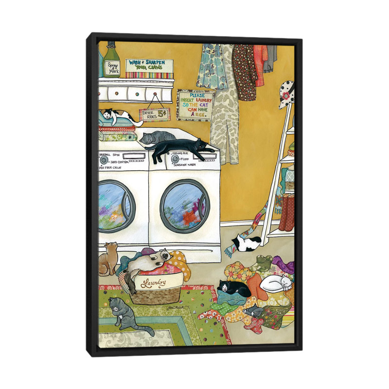 «Purrfectly Fluffed», reproduction sur toile flottante, H 60 po x l 40po x P 1,5 po, Toile avec cadre noir
