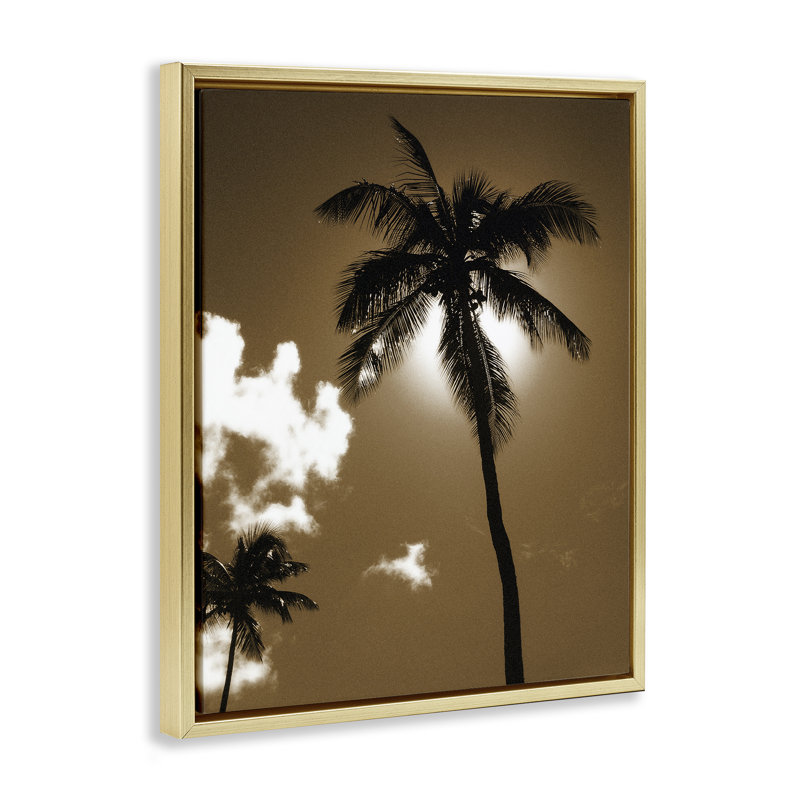 "Sunlight Through Palms", art mural sur toile flottante par Noah Bay, Or, H 21 po x l 17 po