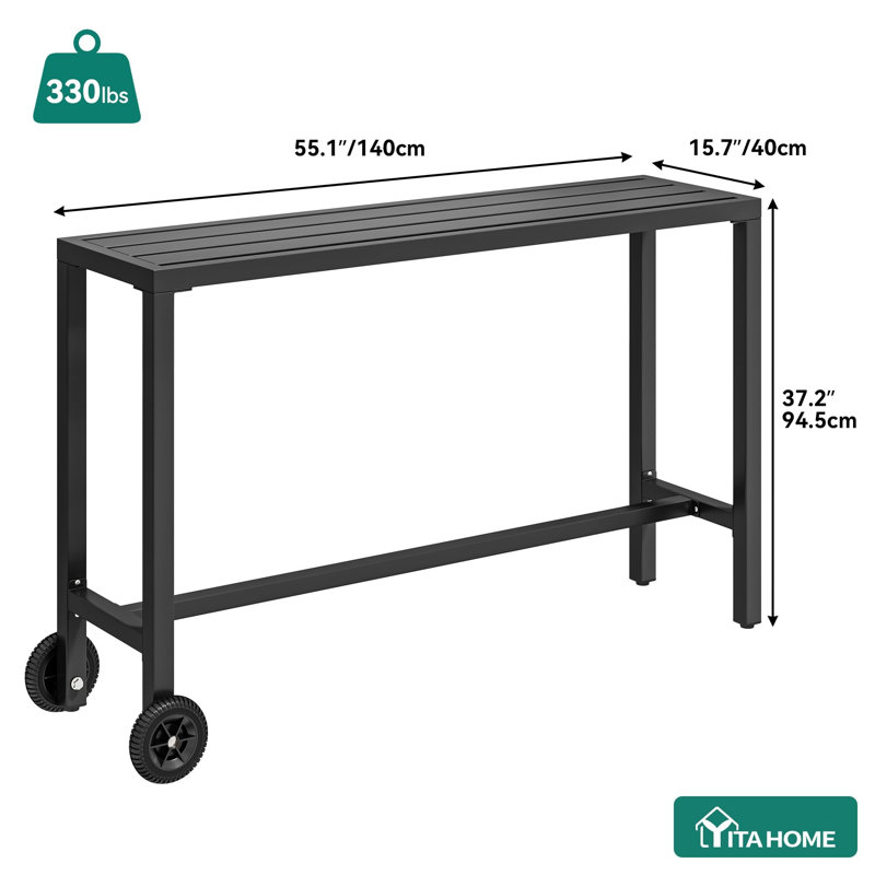 Table de bar d'extérieur 55 ", Noir