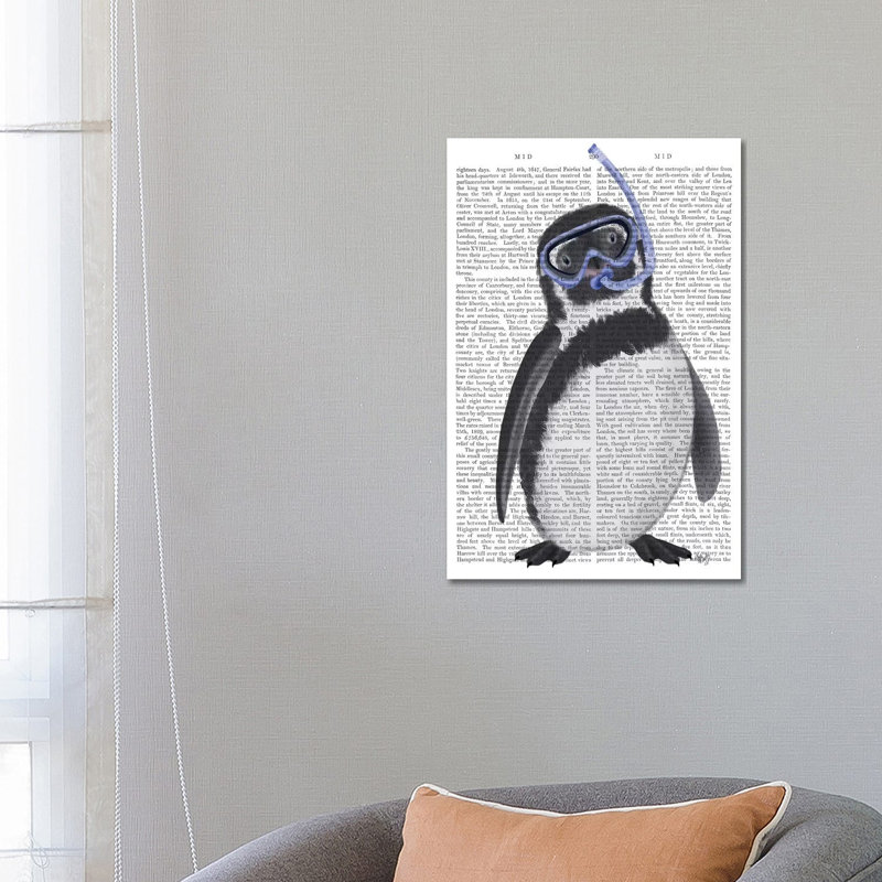 Penguin Snorkel Book by Fab Funky - Wrapped Canvas Gallery-Wrapped Canvas Giclée, 66.04 cm H x 45.72 cm W x 3.175 cm D