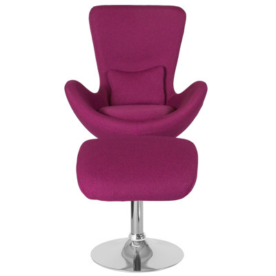 Egg Series LeatherSoft Side Reception Chair w/Bowed Seat &Ottoman - Guest Seating