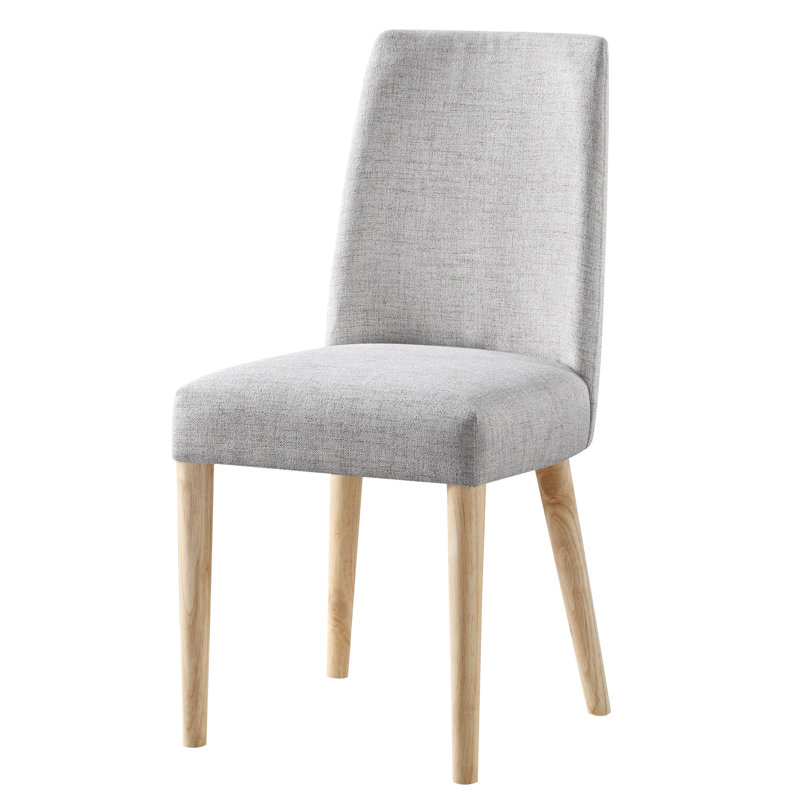 Chaise confortable avec assise en tissu gris et bois massif