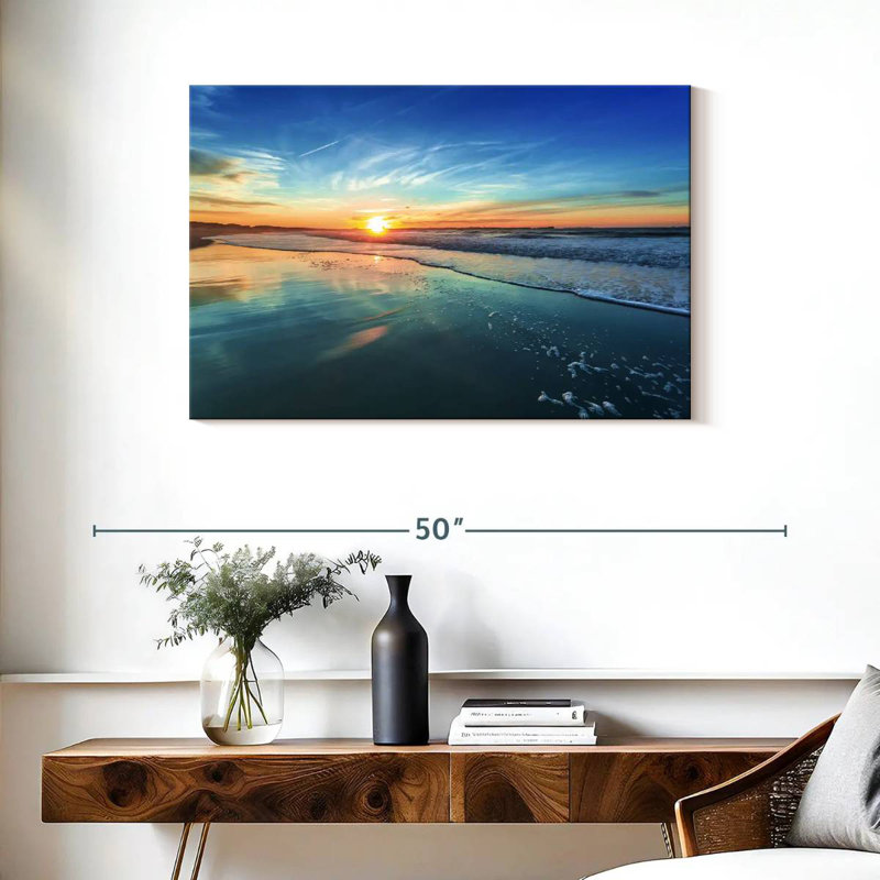 Gillard, soleil sur la plage, horizon, H 24 po x l 36 po