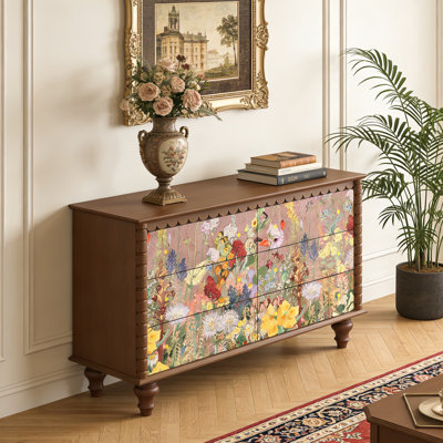 Commode d'entrée Mid-Century en bois massif