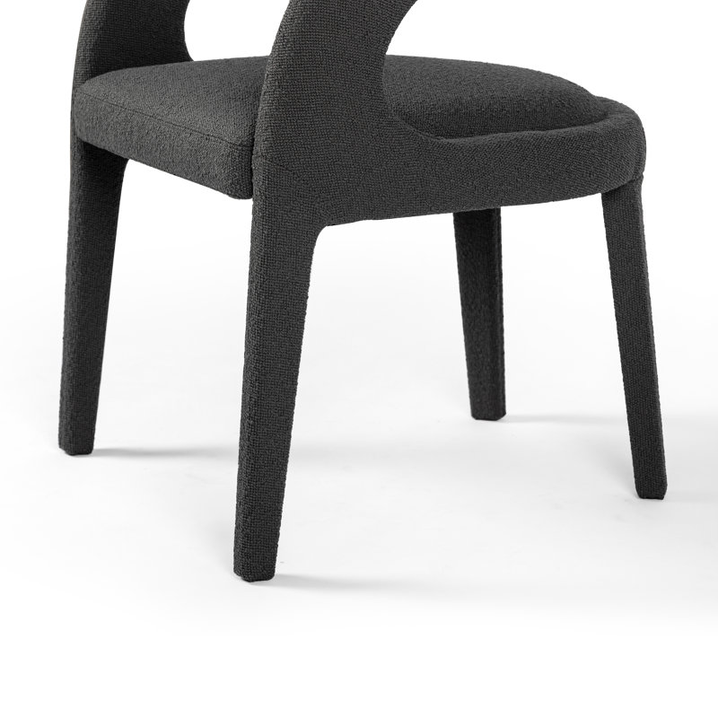 Hawkins Standard Upholstered Arm Chair, Fiqa Charcoal Boucle