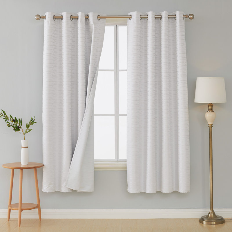 Bakstran Blackout Curtain Pair, White, 51" W x 53" L