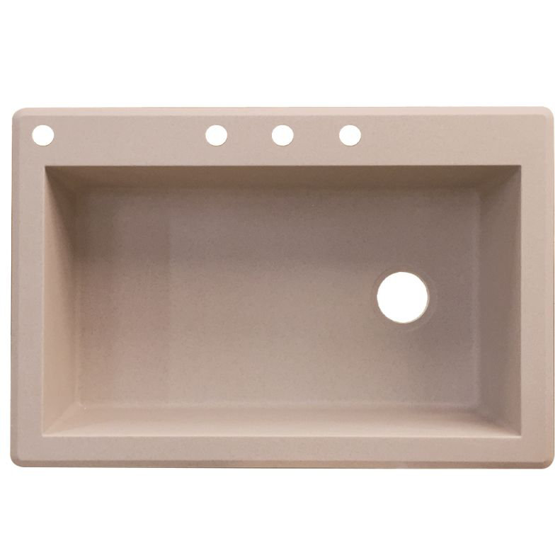 Radius 33'' L Single Bowl Granite Kitchen Sink, Cafe Latte, 4 hole