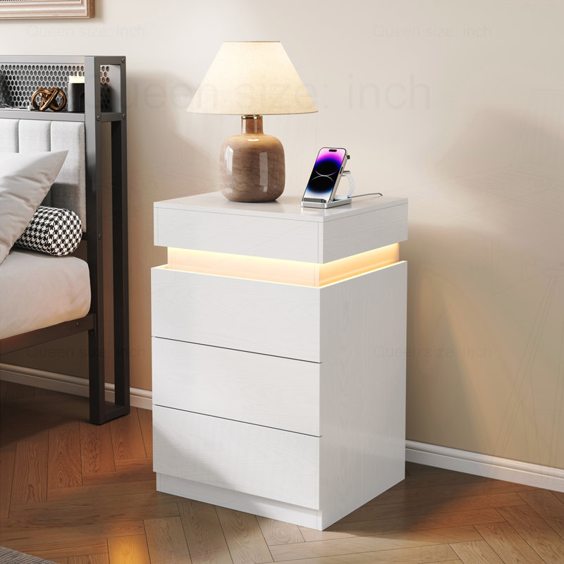 Table de chevet Modern Farmhouse, Chêne blanc Américain