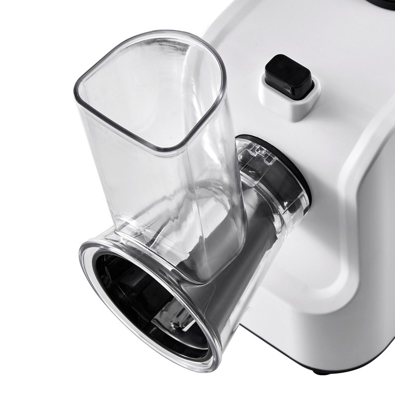 Râpe à fromage 12,6 x 9,85 x 6,7 po, acier inoxydable et plastique, 1 pièce, électrique, argent, moteur 200 W avec 5 accessoires
