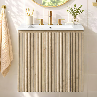 Meuble-lavabo suspendu de 61 cm avec lavabo en céramique