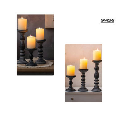 SR-HOME 12'' H Solid Wood Tabletop Candlestick