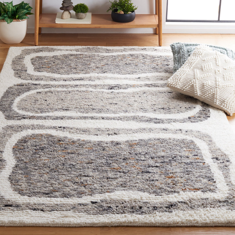 Tapis ivoire / gris foncé Antonnia, Rectangle 5 pi x 8 pi