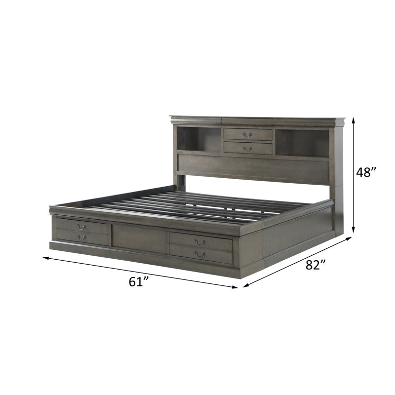 Lit plateforme avec rangement Walliston, Grand, Gris foncé