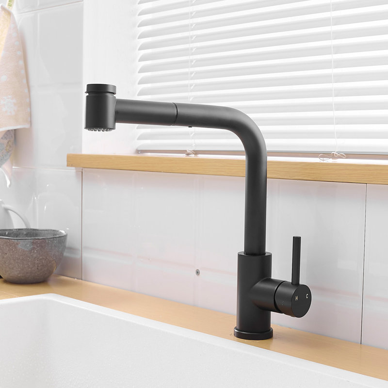 Sink Faucet, Black Kitchen Faucets With Pull Out Sprayer, Bathroom Sink Faucets Mini Bar Prep Faucet, Black