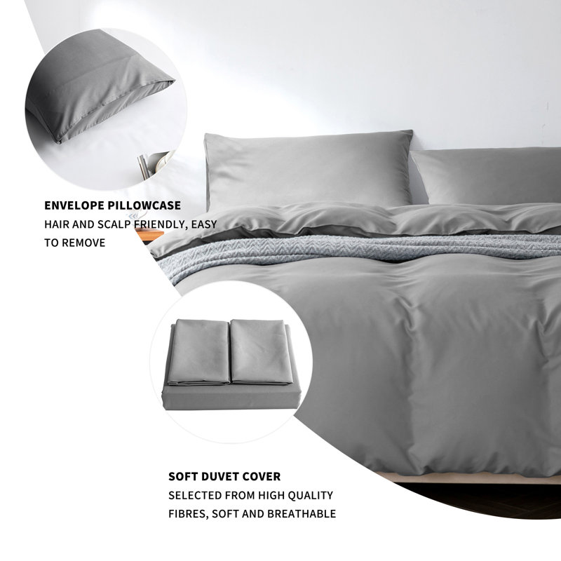 Duvet Cover Set Microfiber Duvet Cover Set Set, Light Grey, Single