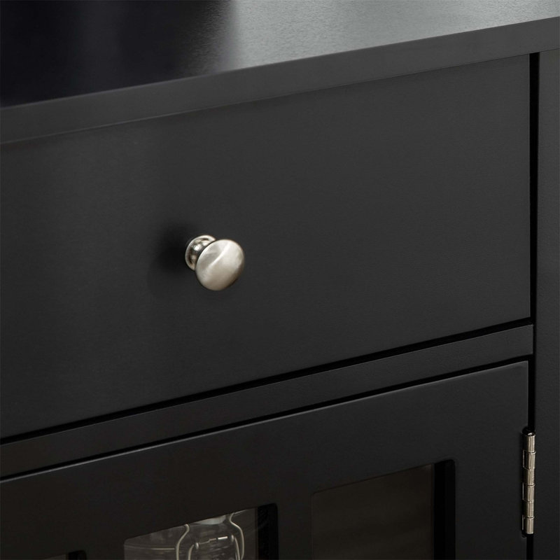 Audel Kitchen Cabinet with 2 Drawers and Glass Doors,Dining cabinet,Office credenza , Black