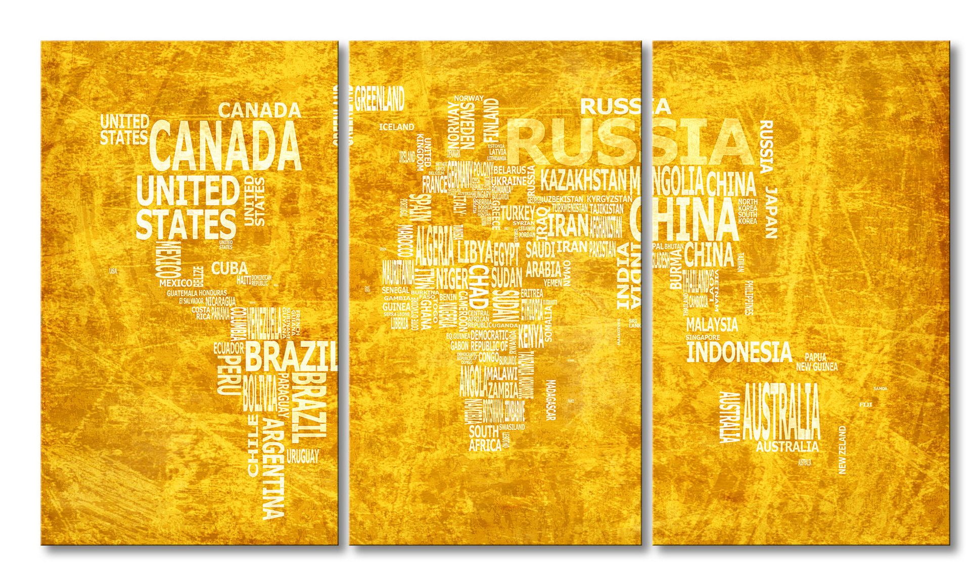 East Urban Home World Map No. 15 3 Piece Textual Art on Canvas Set ...