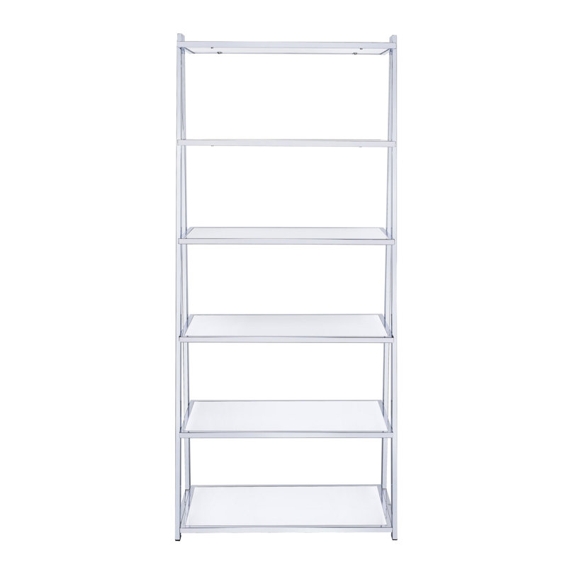 Modern Chrome Bookshelf with Multi-Tier Storage