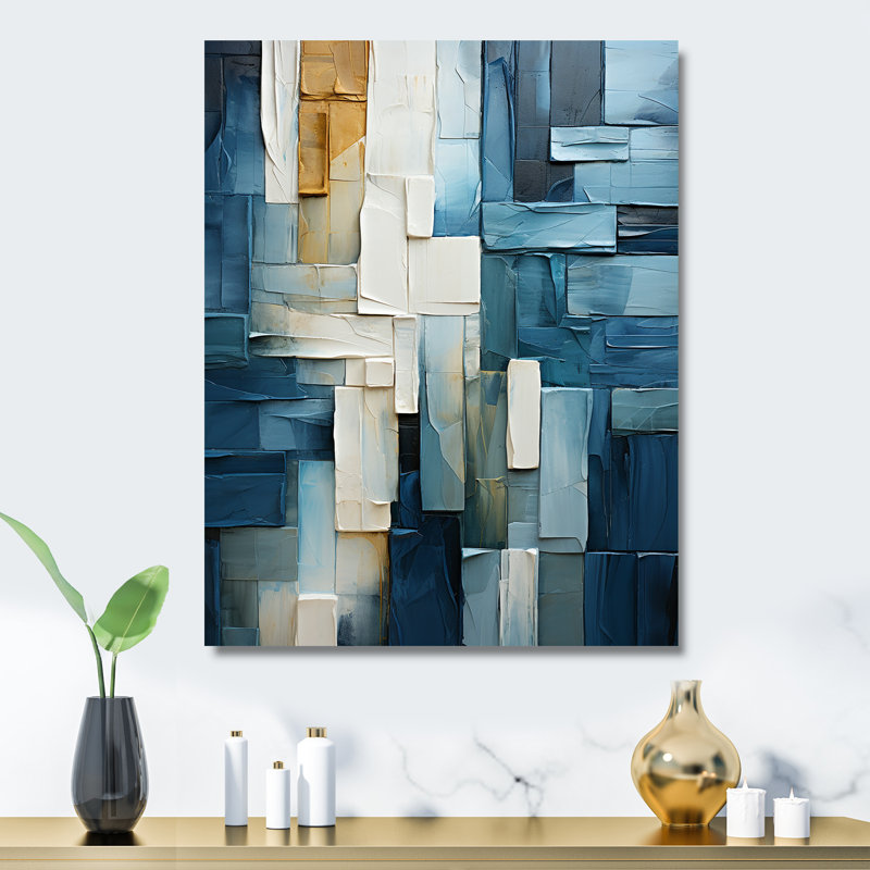 «Abstract Geometric Square Fusion», reproduction d'art murale abstraite en métal, H 32 po x l 24 po x P 1 po