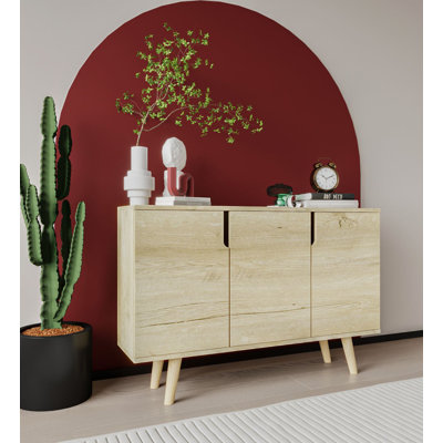 Buffet de 47 po de largeur Mid-Century moderne avec pieds en bois