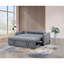 Canapé-lit convertible 69 po en lin gris avec ports USB, prises de courant, poches, coussins, capitonnage