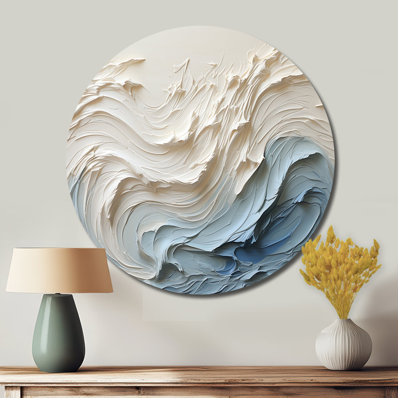 Clareen - art mural rond en métal bord de mer, H 23 po x l 23 po