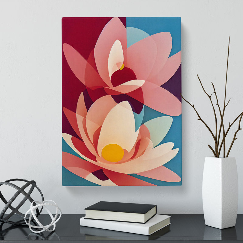 Magnolia Flower Suprematism - Wrapped Canvas, 60cm H x 40cm W x 3cm D
