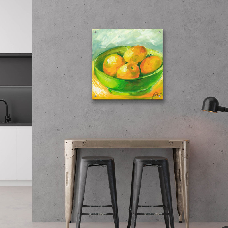 «Bowl of Fruit I» par Ethan Harper, art mural en verre acrylique, H 24 po x l 24 po x P 0,12 po
