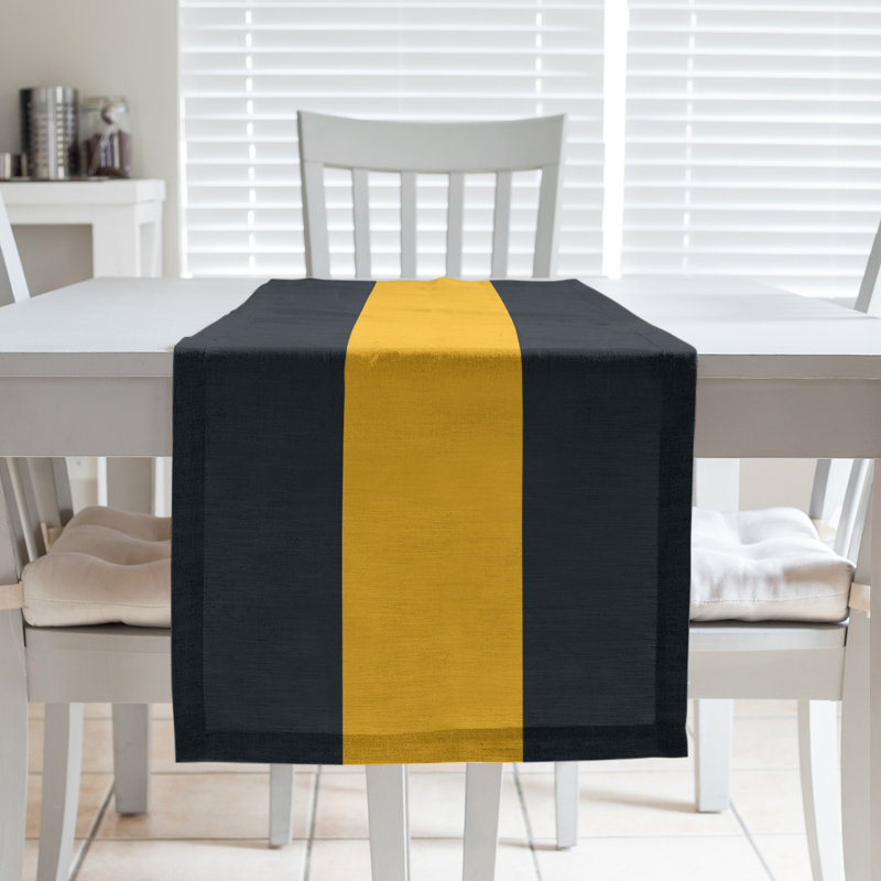 Pittsburgh Football Stripes Table Runner, 90" L x 16" W, Black/Gold, Cotton Blend