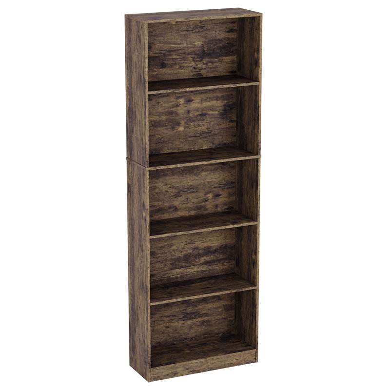 142cm H x 60cm W Standard Bookcase, Dark Wood, (5 Shelves) 176cm. H x 60cm. W x 24cm. D